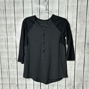 Lululemon Spincity Half Zip Heathered Black Gray Running top Size